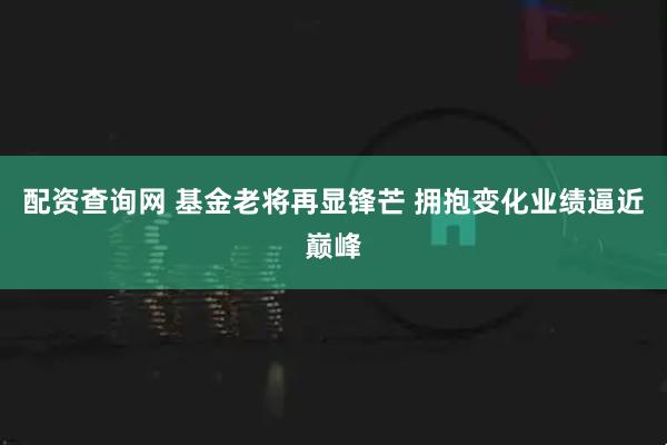 配资查询网 基金老将再显锋芒 拥抱变化业绩逼近巅峰