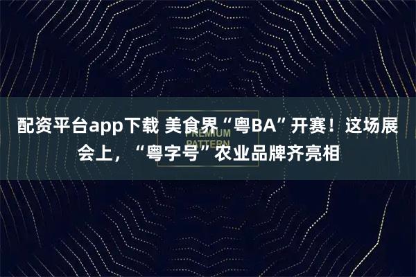配资平台app下载 美食界“粤BA”开赛！这场展会上，“粤字号”农业品牌齐亮相